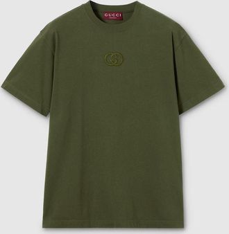 Gucci Cotton Jersey T-shirt With Embroidery, Size XXXL, Green, Ready-to-wear