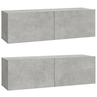 Berkfield Home Wall TV Cabinets 2 pcs Concrete Grey 100x30x30 cm Engineered Wood | Size: 100 x 30 x 30 cm