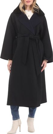 Gorski Wool Stroller, Detachable Genuine Shearling Collar and Reversible in Black/navy/black at Nordstrom, Size X-Small