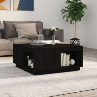 vidaXL Mesa De Centro De Madera Maciza De Pino Negro 80x81x36,5 Cm Vidaxl