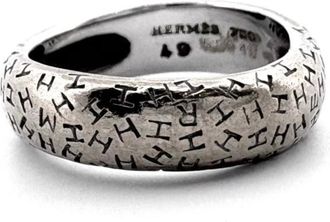Herm&egrave;s Silver White Gold (18K) Band Ring (Pre-Owned)