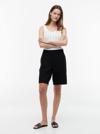 Tommy Hilfiger Womens Linen-Blend 11 Bermuda Short - Black - XL