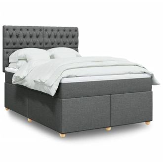 vidaXL Vidaxl - Cama Box Spring Con Colch&oacute;n Tela Gris Oscuro 140x190 Cm