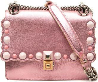 Fendi Pre-owned Fendi Mini Scalloped Metallic Studded Leather Kan I Crossbody Ladies 09NQPDJV15GIV54C
