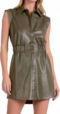 Elan Bella Pine Leather Dress In Olive