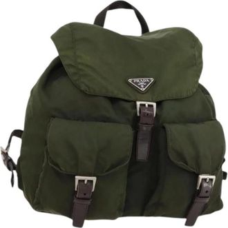 Prada Pre-owned Backpacks, female, Green, Size: ONE SIZE Pre-owned Nylon Backpack