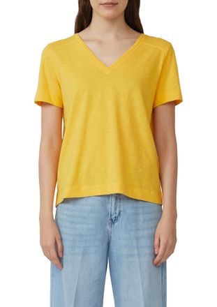 s.Oliver T-Shirt S.OLIVER, Damen, Gr. 36, gelb, Jersey, Obermaterial: 100% Baumwolle, unifarben, regular fit h&uuml;ftbedeckend, V-Ausschnitt, Shirts T-Shirt, aus F