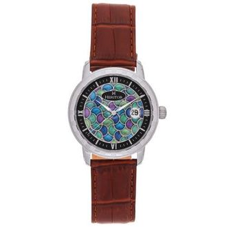 Heritor Protégé Leather-Band Watch w/Date in Silver/brown at Nordstrom