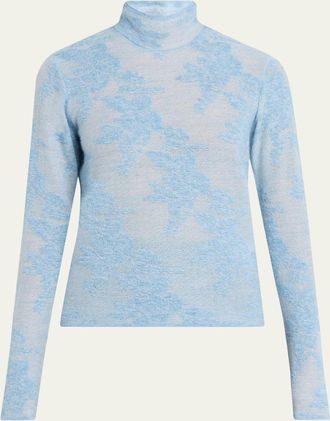 Ganni Sheer Floral Jacquard Turtleneck