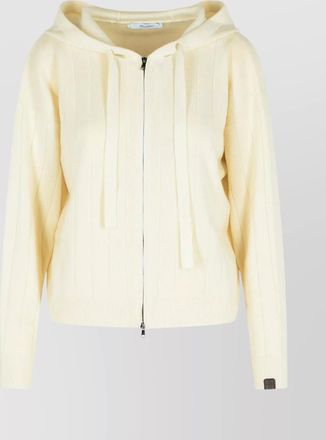 Max Mara hooded cashmere yarn cardigan drawstring