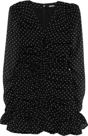 Rotate Short Black Dress With White Polka Dots