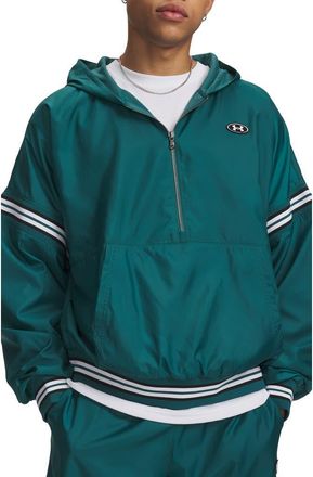 Under Armour UA Icon Oversize Water Repellent Half Zip Hoodie in Rack Green at Nordstrom, Size Xx-Large