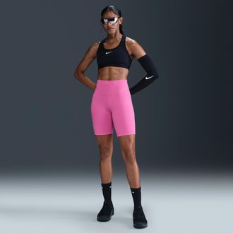 Nike Womens One High-Waisted 8 Biker Shorts with Pockets in Pink | FZ6758-675