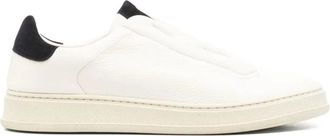 Kiton Sneakers, male, White, 6 UK, White Leather Trainers with Double Stitching