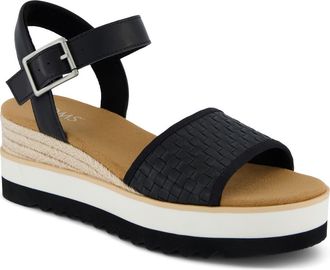 Toms Diana Platform Wedge Sandal in Black Heavy Canvas at Nordstrom, Size 5.5