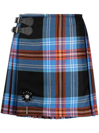Charles Jeffrey Loverboy Mini-plooirok met tartan ruit - Blauw