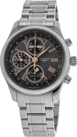Longines Master Collection Moonphase Automatic Chronograph Grey Dial Steel Mens Watch L2.673.4.61.6