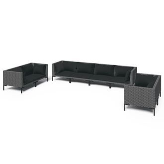 vidaXL Set Sof&aacute;s De Jard&iacute;n 8 Pzas Cojines Rat&aacute;n Sint&eacute;tico Gris Oscuro Vidaxl