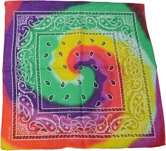 HL Unisex 100% Cotton Bandana Multifunction Paisley Headbands Square Scarf Neck Face Nose Mouth Cover Head Wrap Cap Gaiter Cowboy Handkerchiefs Men Women