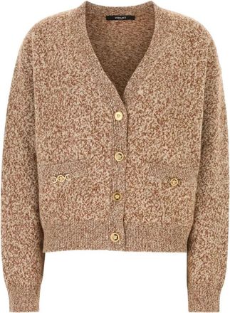 Versace Mouliné Cashmere-Blend Knit Boxy Cardigan Clothing