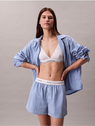 Calvin Klein Womens Cotton Poplin Lounge Shorts - Blue - XS