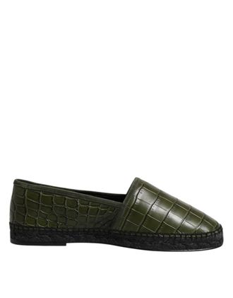 Dolce & Gabbana Green Exotic Leather Espadrilles Slip On Mens Shoes