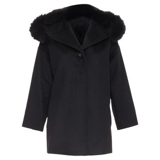 Max Mara Mara Studio Mango wool fur trim hood coat