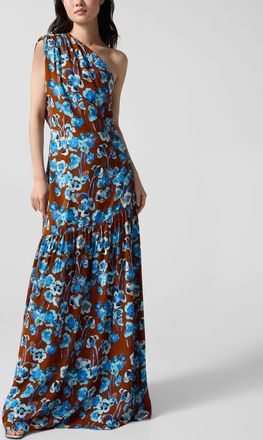 Smythe Womens Asymmetrical pictorial floral maxi dress