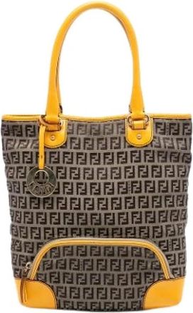 Fendi Pre-owned Vintage Canvas Tote Bag - Dames - Vintage Shopper - Bruin - ONE Size - Leer - Vintage
