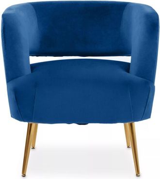 Premier Housewares Interiors by Premier Blue Velvet Chair with Gold Finish Metal Legs, Backrest Dining Chair, Easy to Clean Armchair