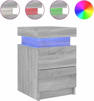 vidaXL Mesita De Noche Con Luces Led Gris Sonoma 35x39x55 Cm Vidaxl