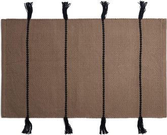 Parachute Tassel Organic Cotton Bath Mat in Warm Grey And Soft Black at Nordstrom, Size Bath Rug