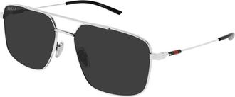 Gucci Vierkante Zonnebril - Heren - Zonnebrillen - Grijs - 59 MM - Accessoires