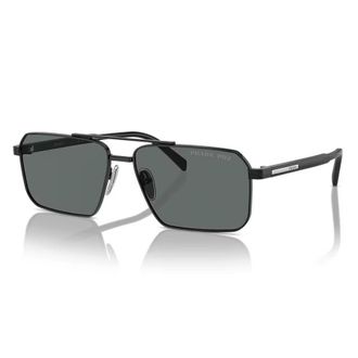 Prada Polarized Dark Grey Navigator Mens Sunglasses PR A57S 1AB5Z1 58