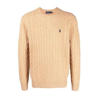 Ralph Lauren Round-neck Knitwear, male, Beige, Size: M Pullover