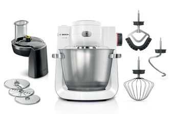 Bosch Serie 6 Mums6ew13d - Robot De Cocina (7 Velocidades, Cuenco De 5,5 L, Triturador, 3 Discos, Gancho Para Amasar, Escoba De Silicona, Apto Para Lavavaji
