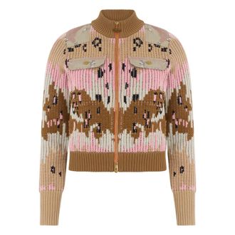 Diesel Cardigans, female, Multicolor, Size: S Abstract Knit Cardigan