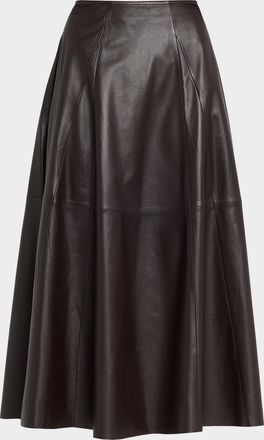 Arma Eleni Leather A-Line Midi Skirt