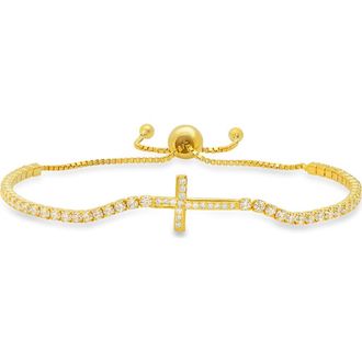 Queen Jewels Sterling Silver Cubic Zirconia Cross Bracelet in Gold at Nordstrom Rack