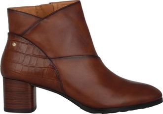Pikolinos Bruine leren enkellaarzen voor vrouwen - Dames - Laarzen met Hak - Bruin - 41 EU - Schoenen
