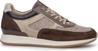 Floris Van Bommel Sneaker effen bruin textiel Floris van Bommel
