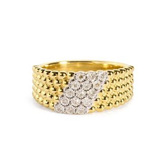 House of Brilliance Yellow Gold Vermeil 1/10 Cttw Diamond Beaded Band Ring
