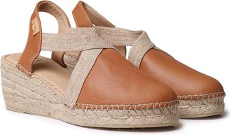Toni Pons Tundra - Womens Espadrille in Leather with wedge and elastic designed for a wider fit, Leather, 8.5 UK