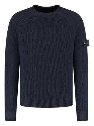 Stone Island Compass-patch crew-neck sweater - men - Virgin Wool - M - Blue