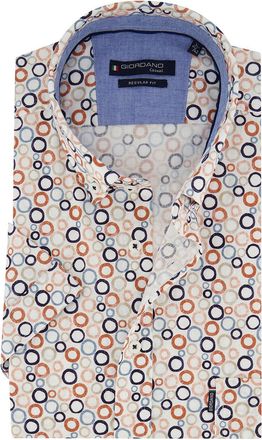 Giordano Oranje blauw geprint overhemd Giordano Regular Fit met rondjes