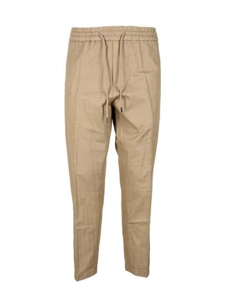 Dondup Yuri Relaxed Fit Cotton Linen Trousers With Elastic Waistband