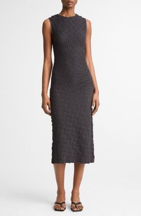 Vince Textured Ruched Side Sleeveless Dress in Ink at Nordstrom, Size X-Small