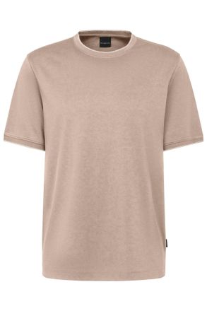 Bugatti T-Shirt BUGATTI, Herren, Gr. XXL, beige (60, taupe), 50% Baumwolle, 50% Polyester, unifarben, normal, Rundhals, gerader Abschluss, Shirts T-Shirt, aus