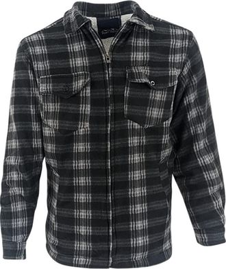 Generic Male Padded-Shirts Quilted Fleece Lumberjack Shirt Top Coats Jackets (as8, alpha, xx_l, regular, regular, Black Grey 2)