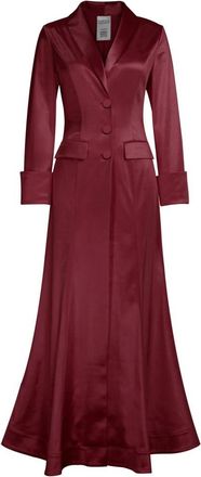 Chic Star Womens Satin Maxi Coat, Red, 30